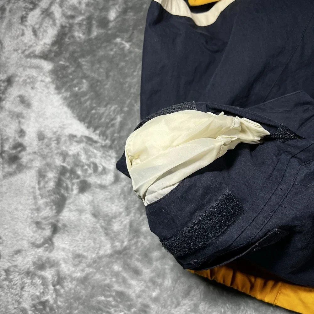 Nautica Jacket Men Size Medium Yellow Blue Reversible Windbreaker Hooded Zip VTG